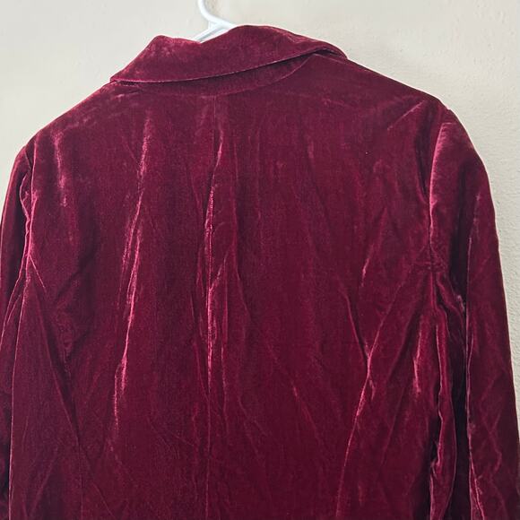 Vintage Axcess Crushed velvet blazer rhinestone buttons velour party burgundy L - Picture 8 of 12